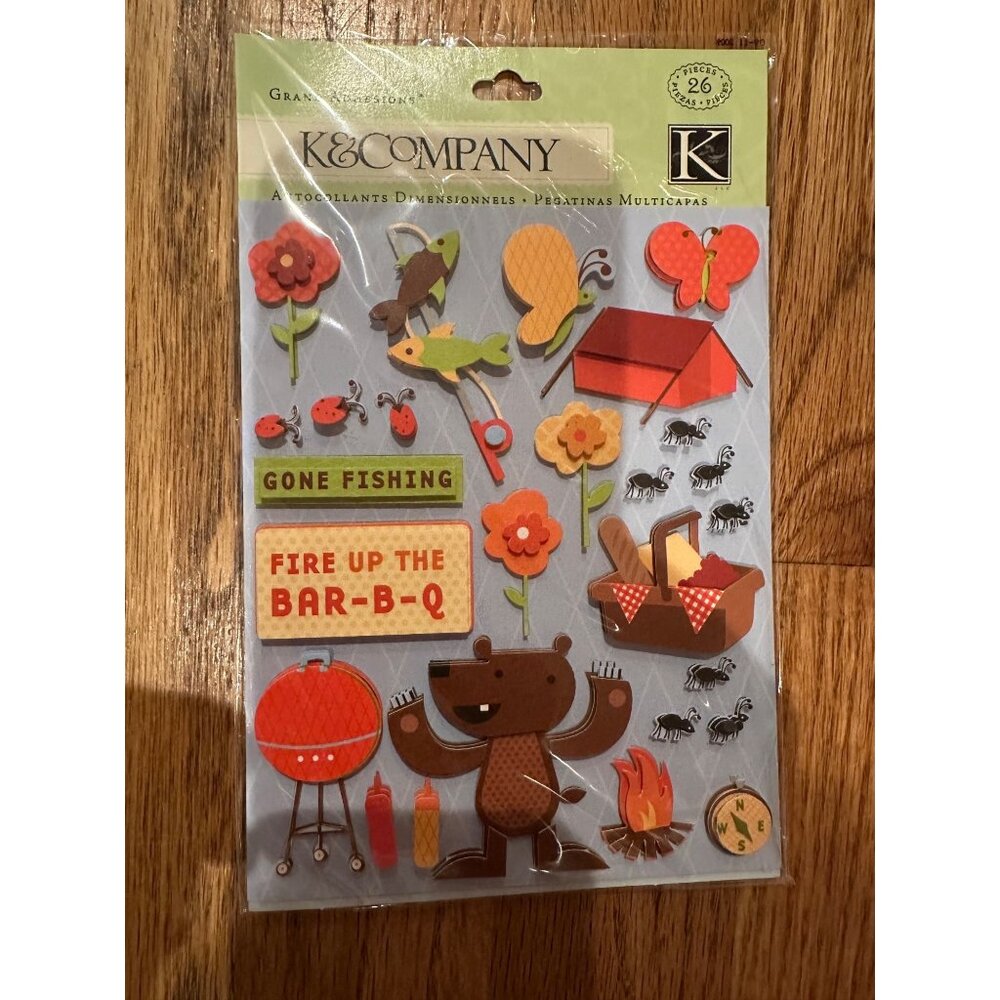 K&COMPANY SCRAPBOOK STICKERS BBQ FISHING OUTDOORS